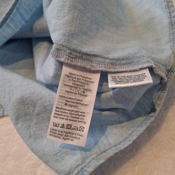 Madewell Denim Tank Top Sz 8P Tie Front 100% Cotton Boho Coastal Beach Cowgirl - Picture 8 of 11